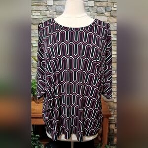 Cato Black and‎ Pink Geometric Top